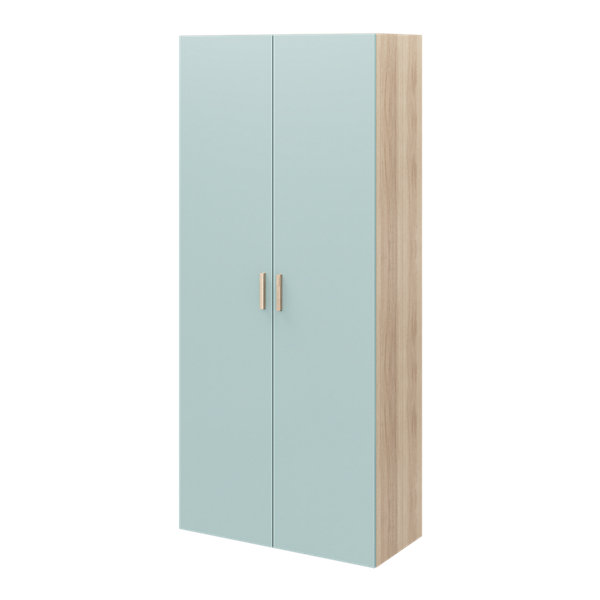 Armoire penderie 2 portes battantes bleu aqua et effet chêne GoodHome Atomia H. 225 x L. 100 x P. 45 cm