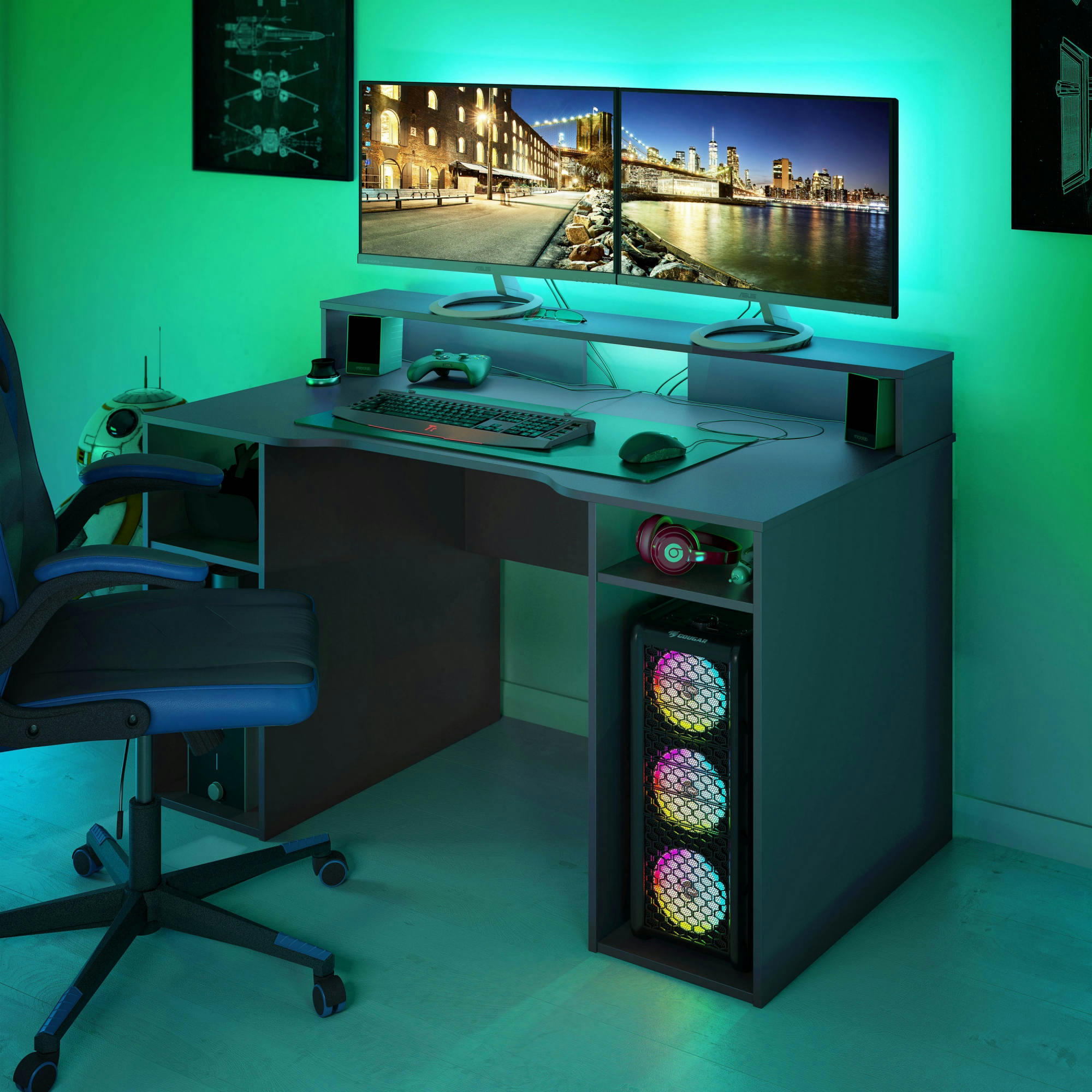 DLUCUM - Bureau effet bois anthracite