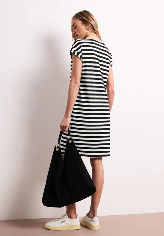 Knielanges Kleid aus Jersey mit Streifen