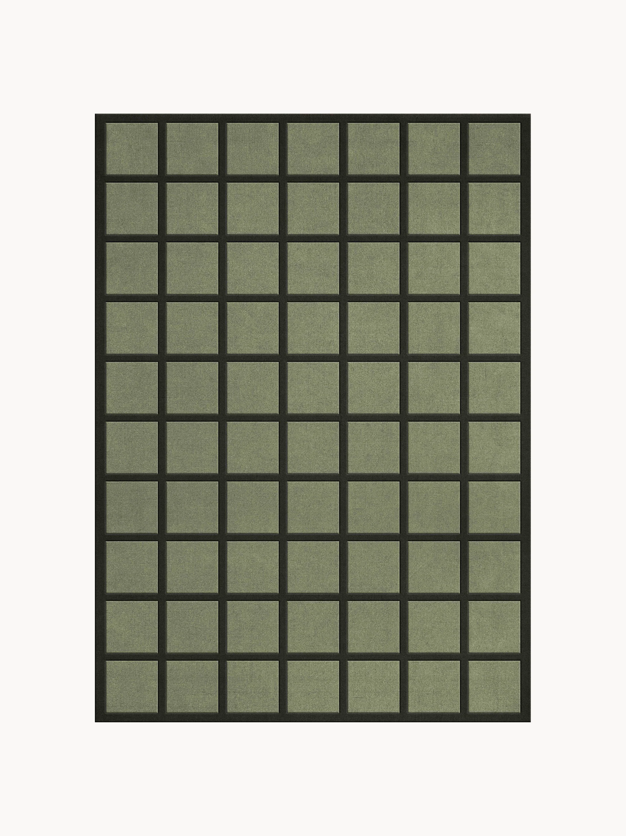 Handgewebter Hochflor-Wollteppich Avenue Checked