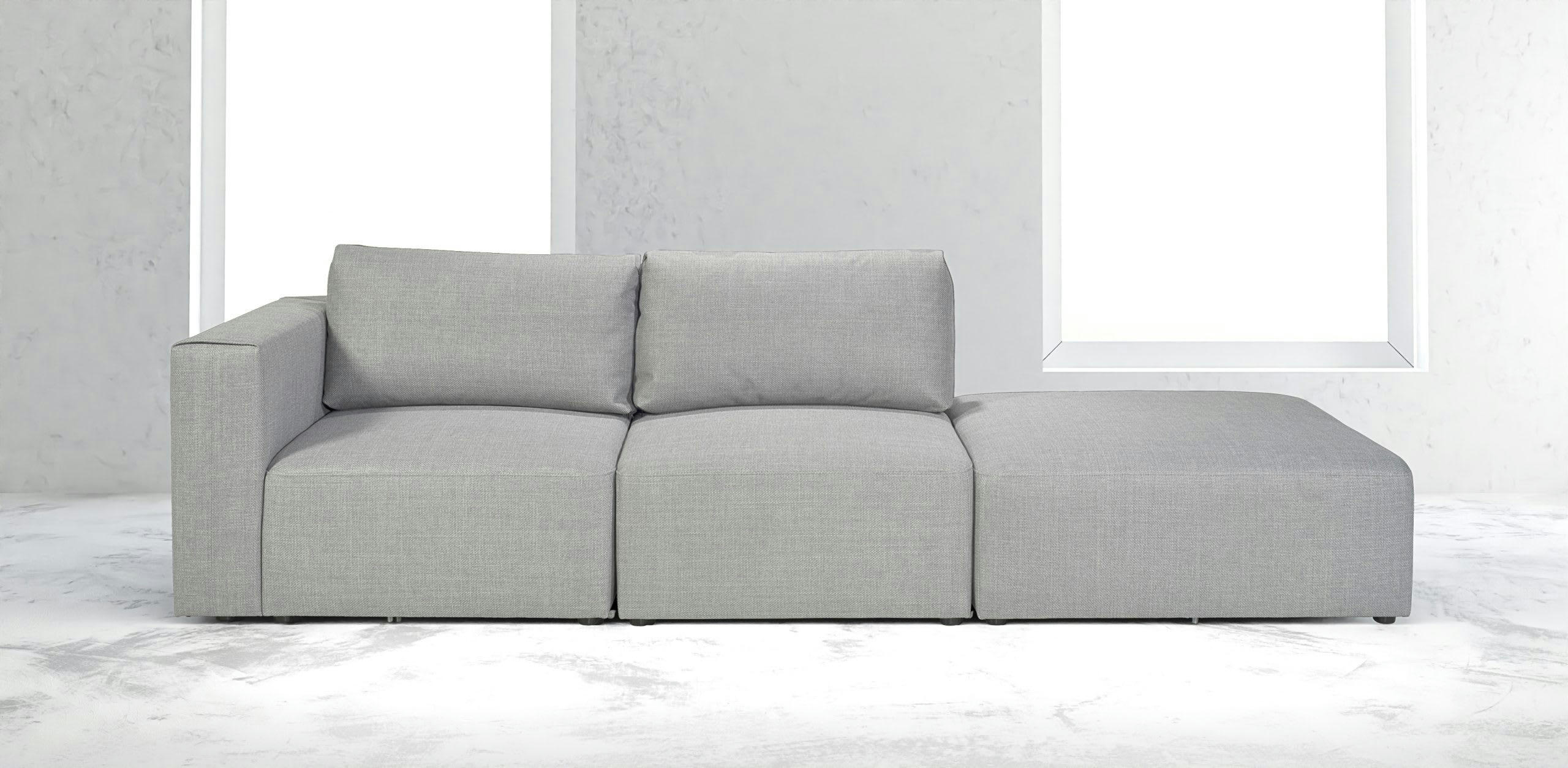 CARDINAL - Canapé droit modulable 4 places en tissu chiné gris