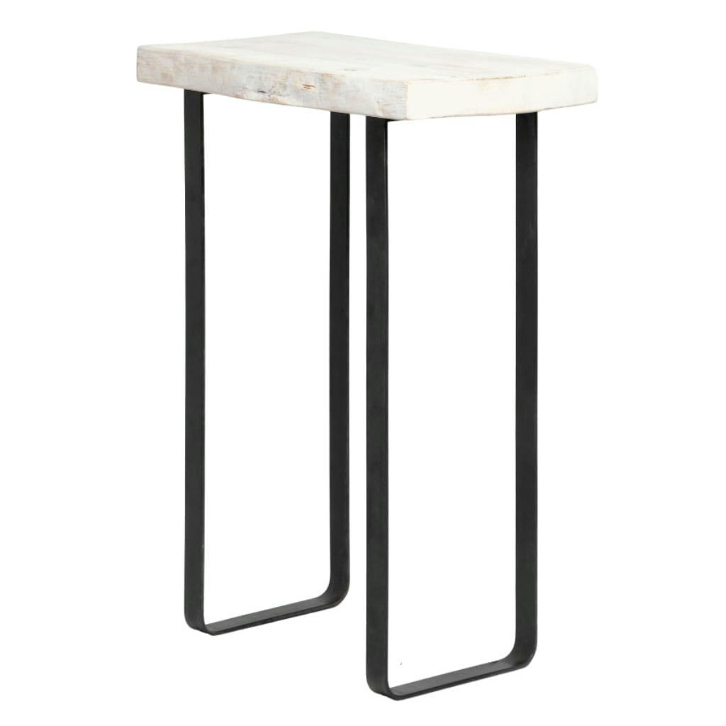 ENZI - Meuble d'entrée en bois en couleur blanc vieilli 120 cm pieds blancs