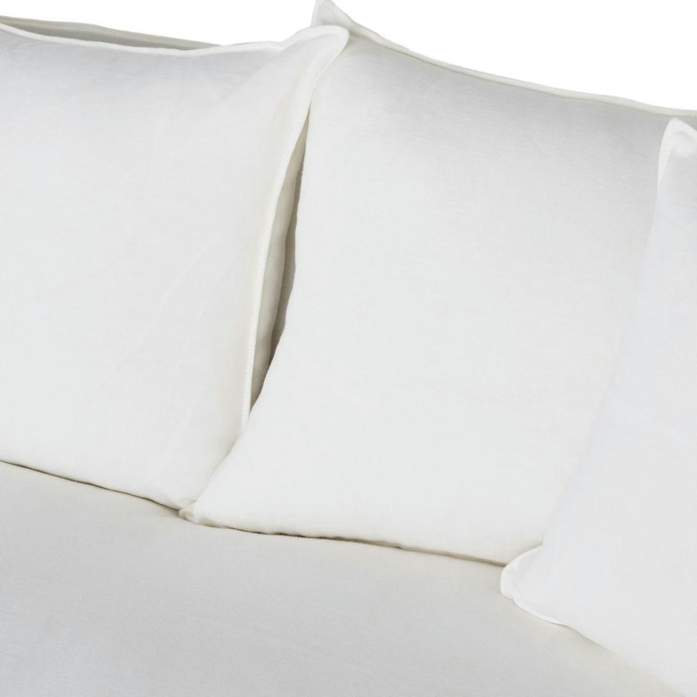 Louvain - Housse de canapé d'angle gauche en lin froissé blanc