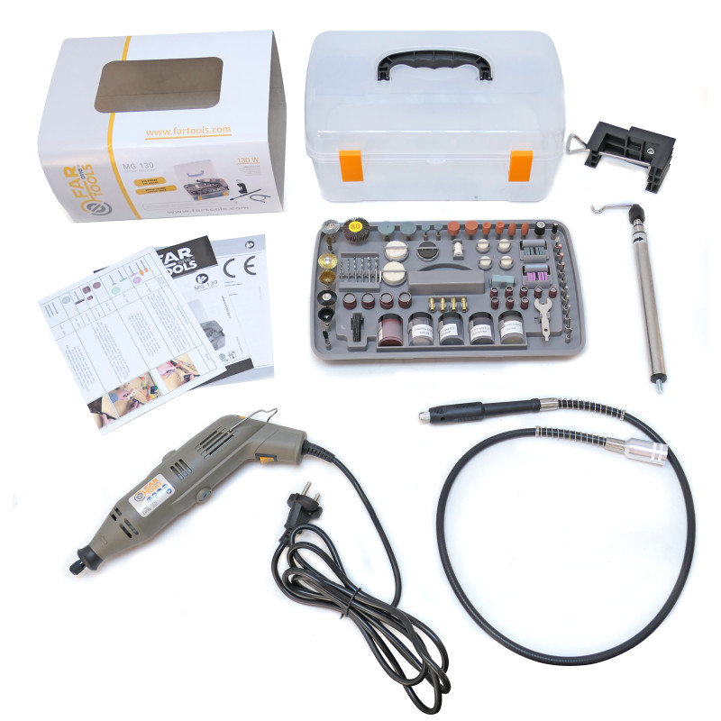 Mini-meuleuse électrique MG130 avec 210 accessoires 130 W FAR TOOLS