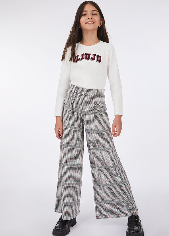 Pantaloni check in jersey