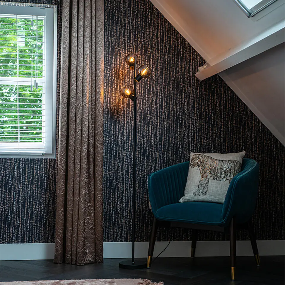 Qazqa vloerlamp vidro zwart e14