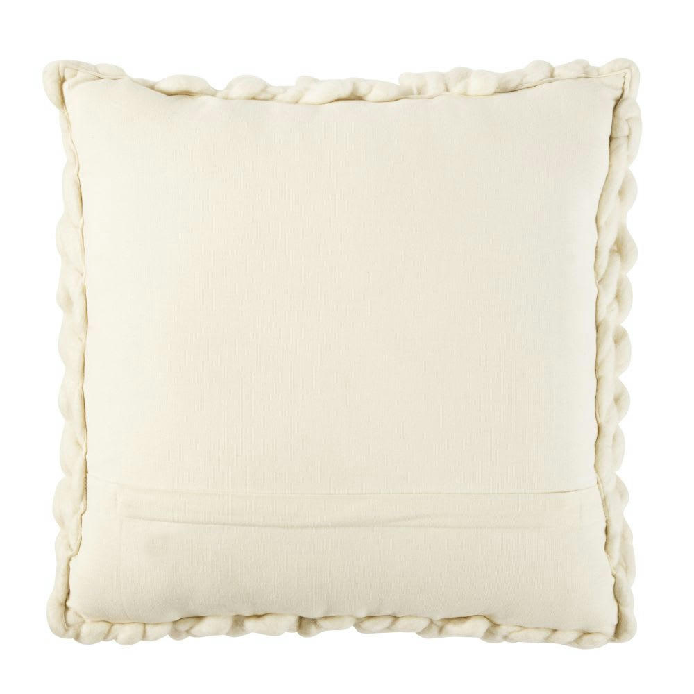- Coussin écru en coton et laine tressée 45x45