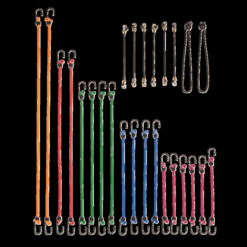 Certified Standard Bungee Cord Kit, Assorted Sizes, 26-pk