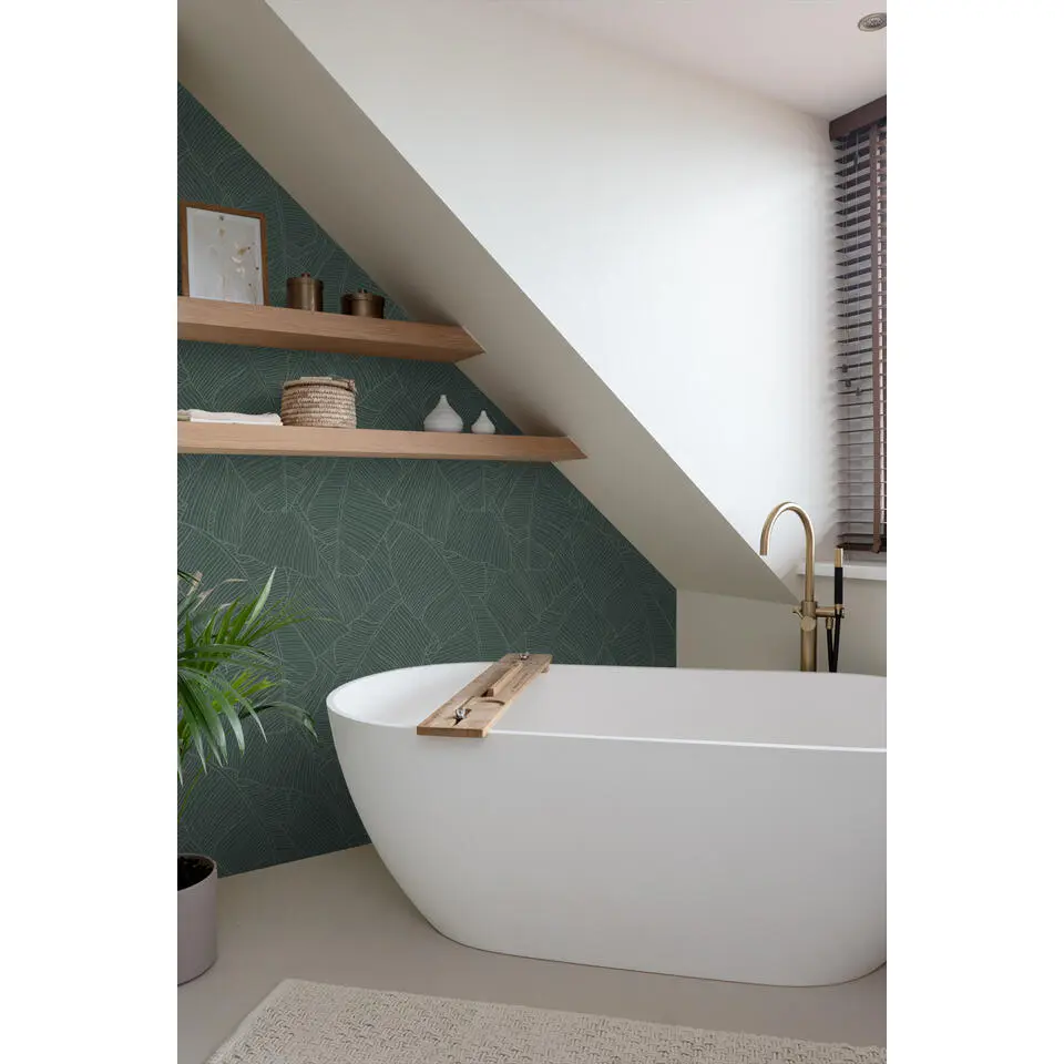 ESTAhome behang bladeren donkergroen - 50 x 900 cm