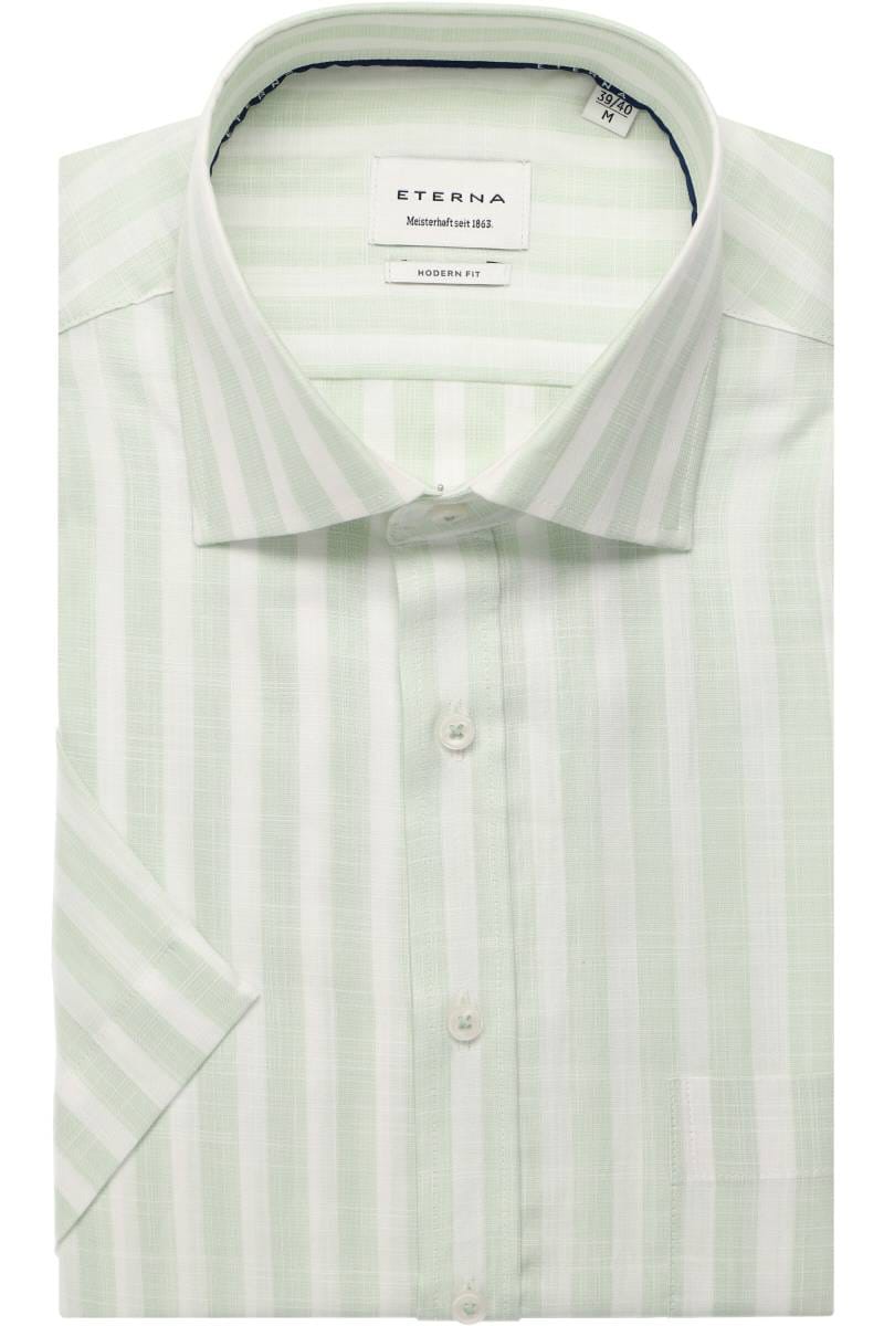 ETERNA Modern Fit Tencel Hemd hellgrün, Gestreift