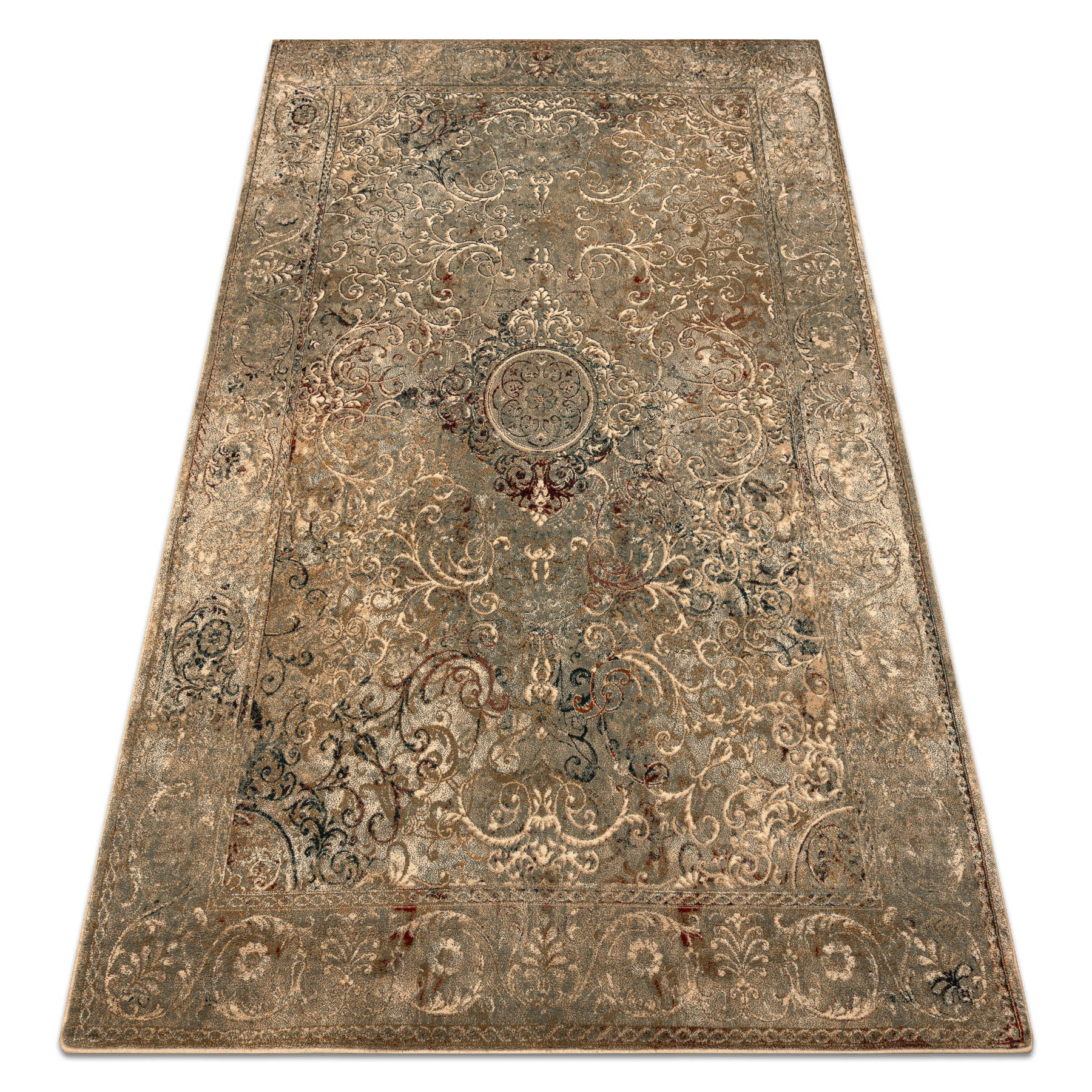 Dywan wełniany OMEGA LUMIER Ornament, vintage iron zielony 170x235 cm