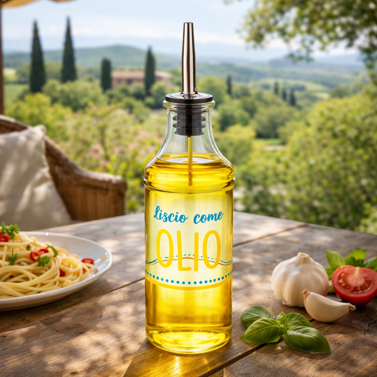 Oliera con beccuccio vetro 400 ml Liscio come olio Color Bloom