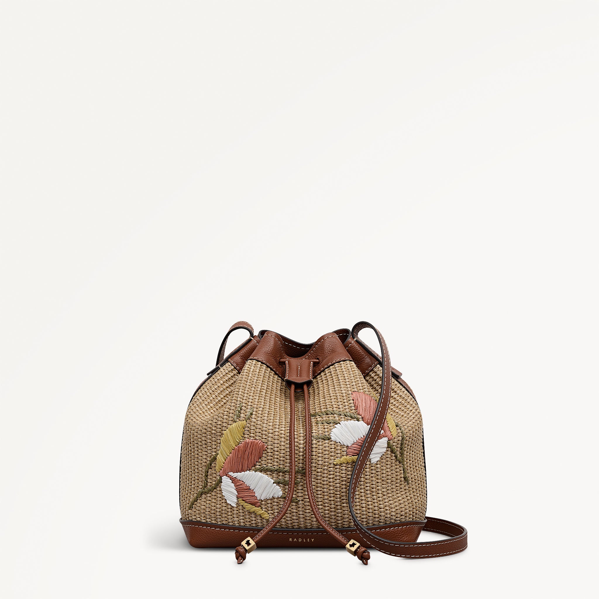 York Mews - Floral Raffia - Medium Drawstring Cross Body
