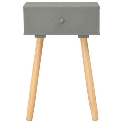NNEVL Bedside Tables 2 pcs Grey Solid Pinewood