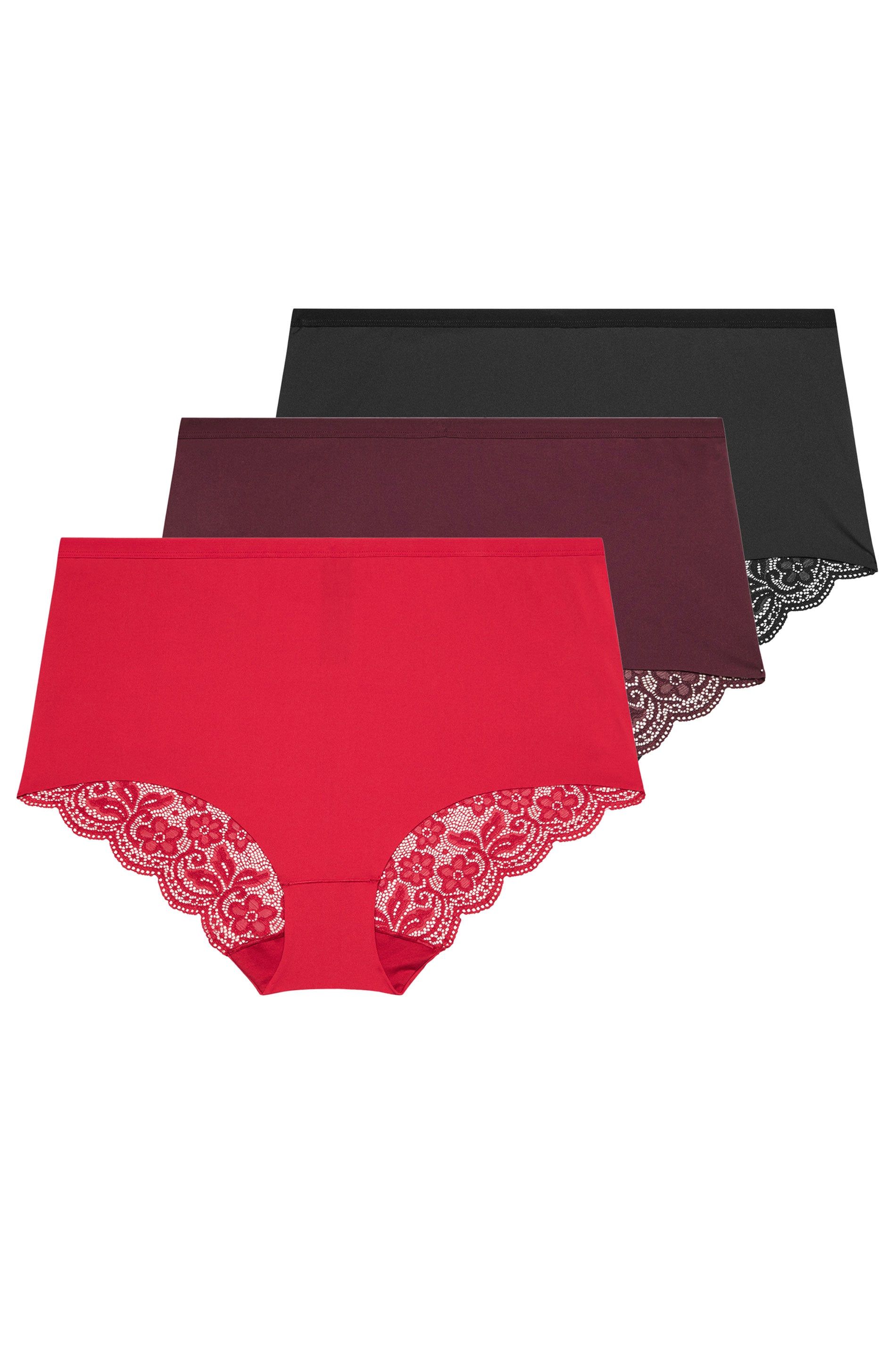 Yours 3 Pack Lace Back Briefs