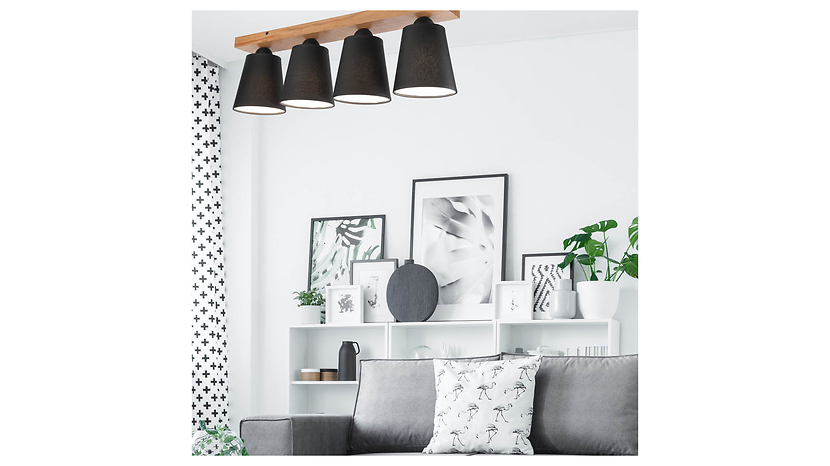 Lampa sufitowa Lula 4-punktowa drewniana brązowo-czarna