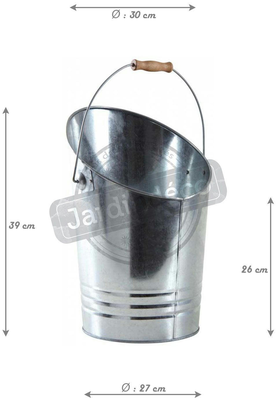 - Seau à cendres en métal galvanisé