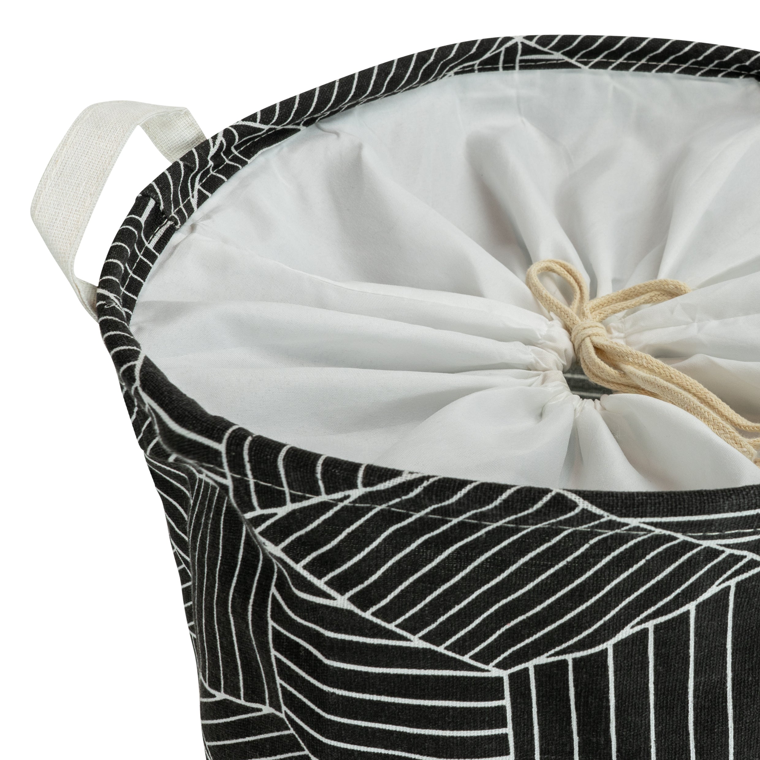 QUVIO Wasmand rond stof - hexagon - Zwart