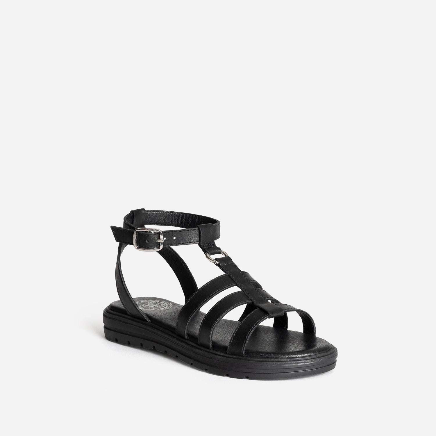 Sandale spartiate BUGGY noire en cuir
