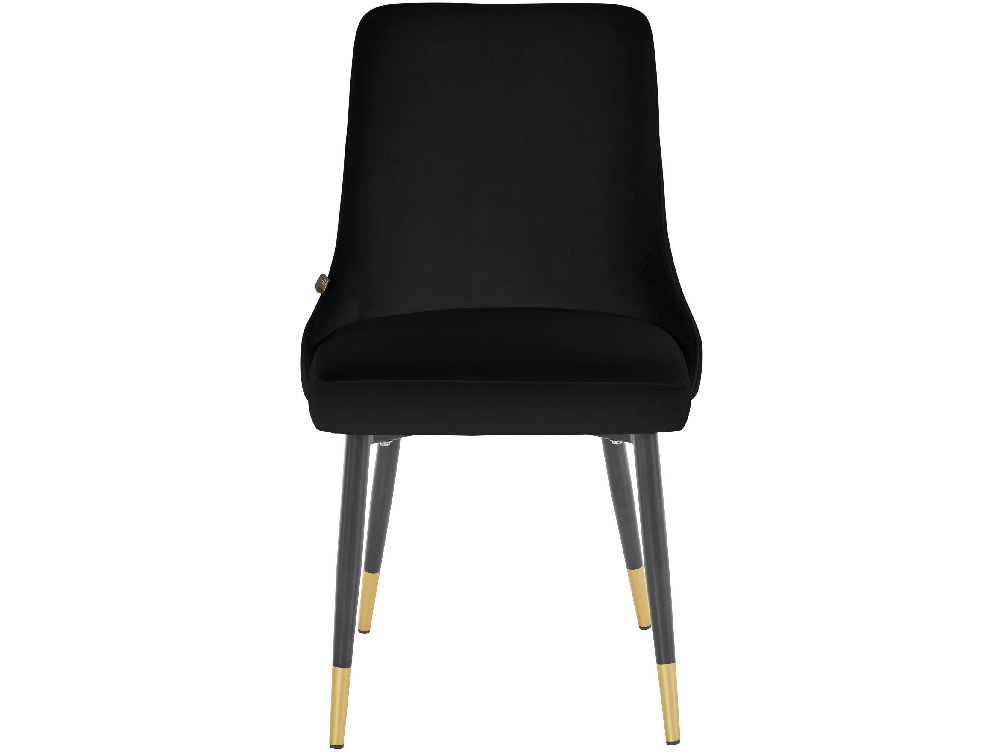 IRIS - Lot de 2 chaises de salle à manger rembourrées en velours noir