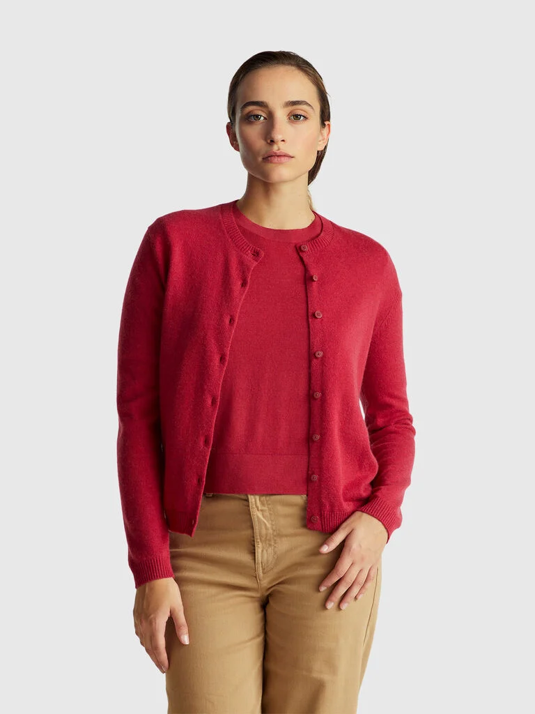 Cardigan in wool and cashmere blend
