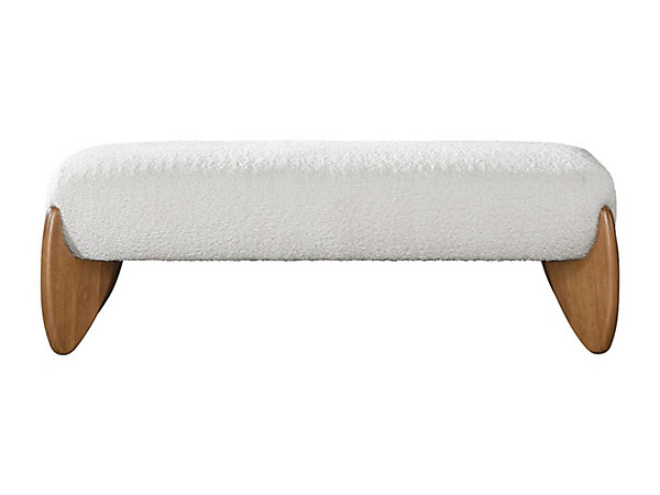 Banc en tissu bouclette - Blanc et naturel - GAMURA