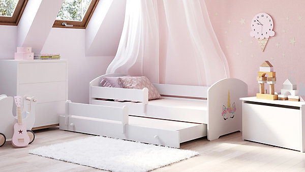 Lit gigogne blanc LOU - Licorne - 2 x 160 cm x 80 cm