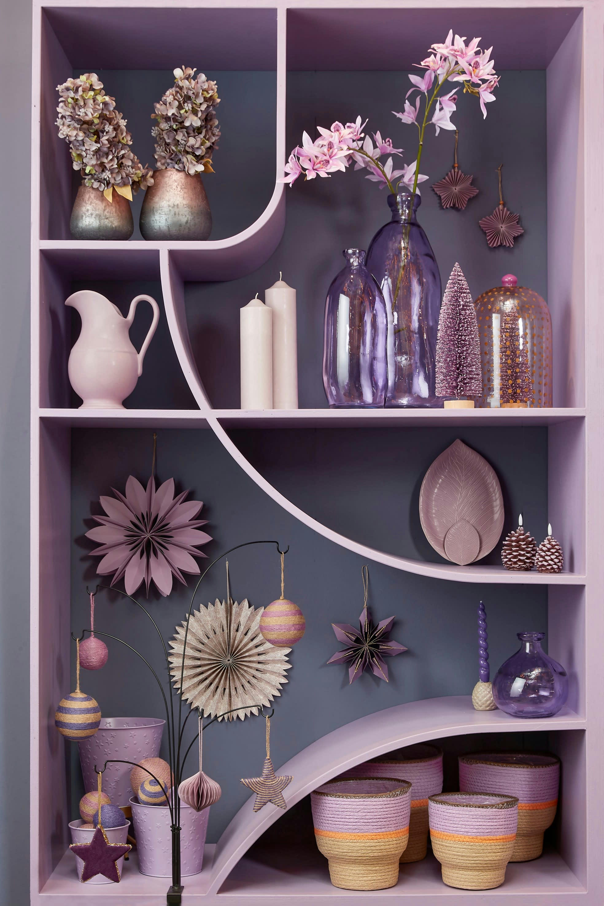 PINTO - Vase bouteille en verre recyclé lila H51