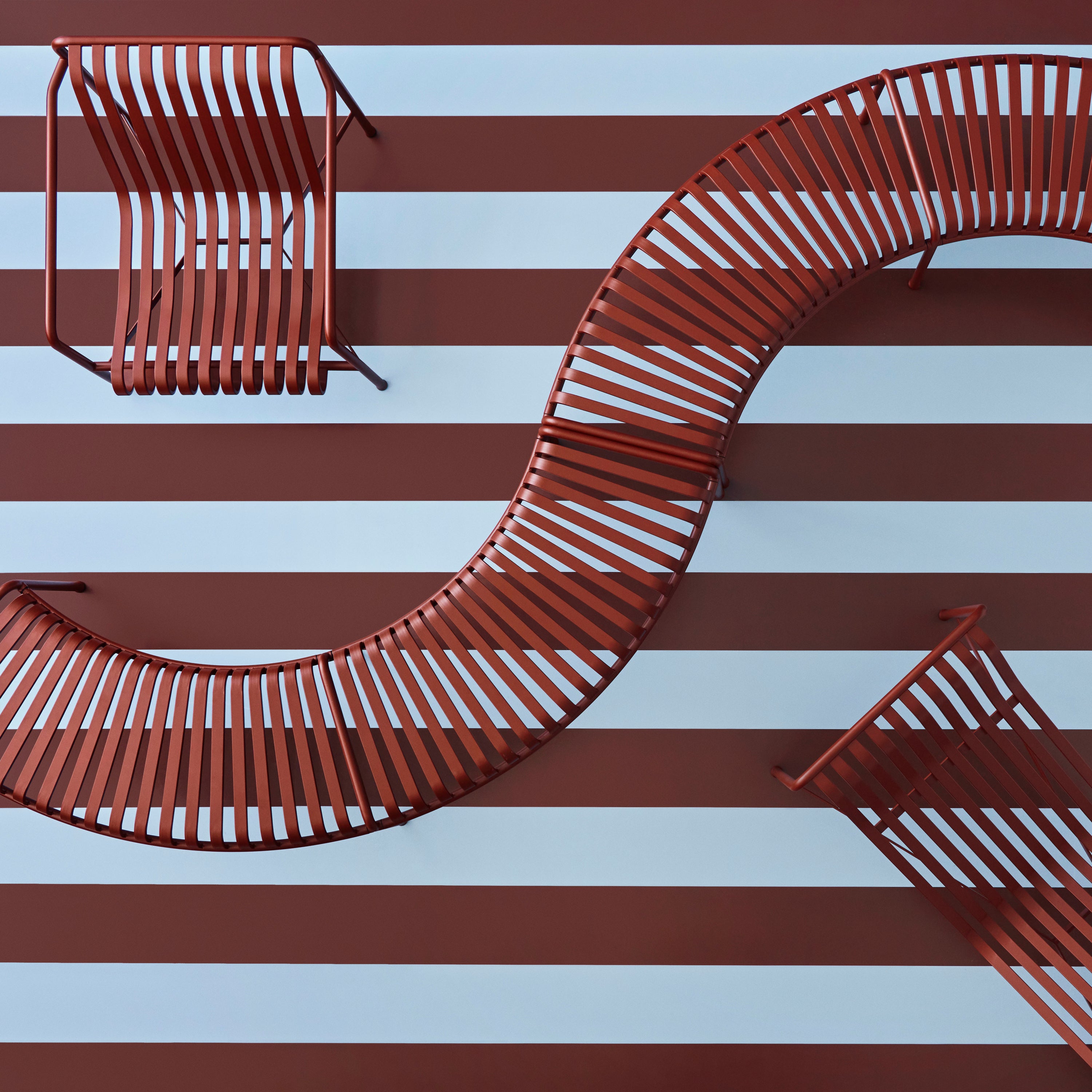 HAY Palissade Park Tuinbank - Set van 2 - Iron Red