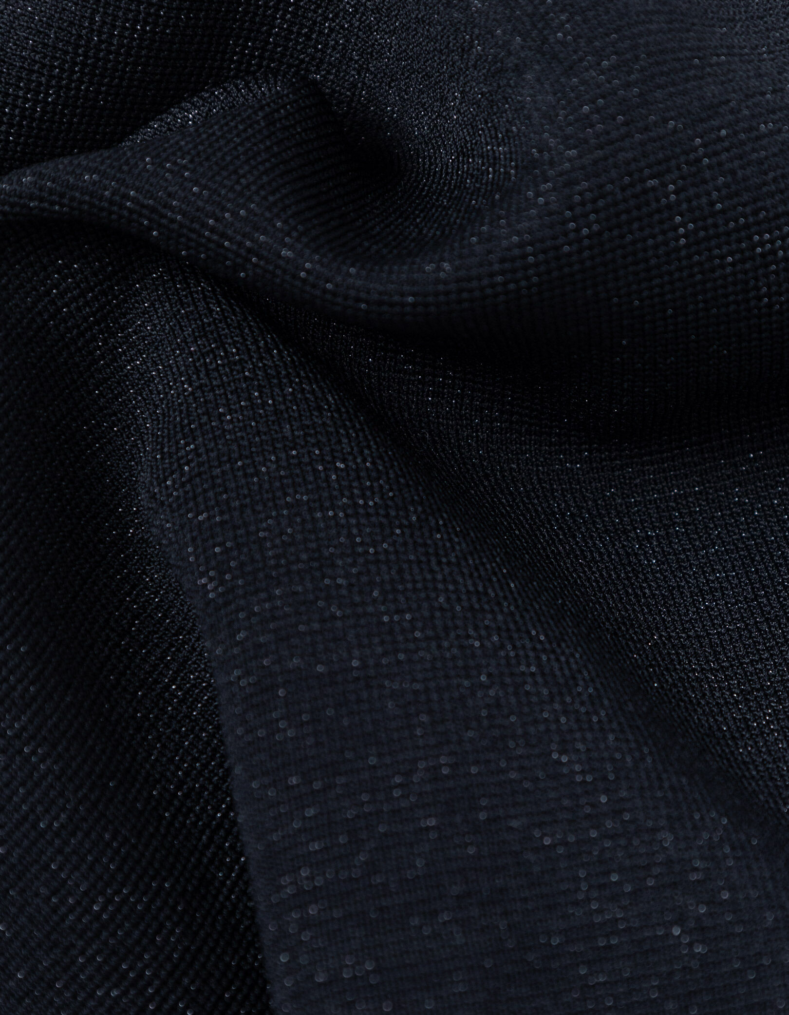 Pull fin noir pailleté encolure boutonnée Femme