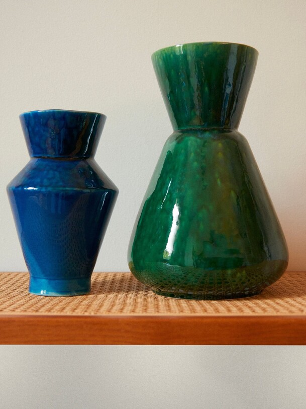 Petit vase bleu a effet 15x25 cm bleu