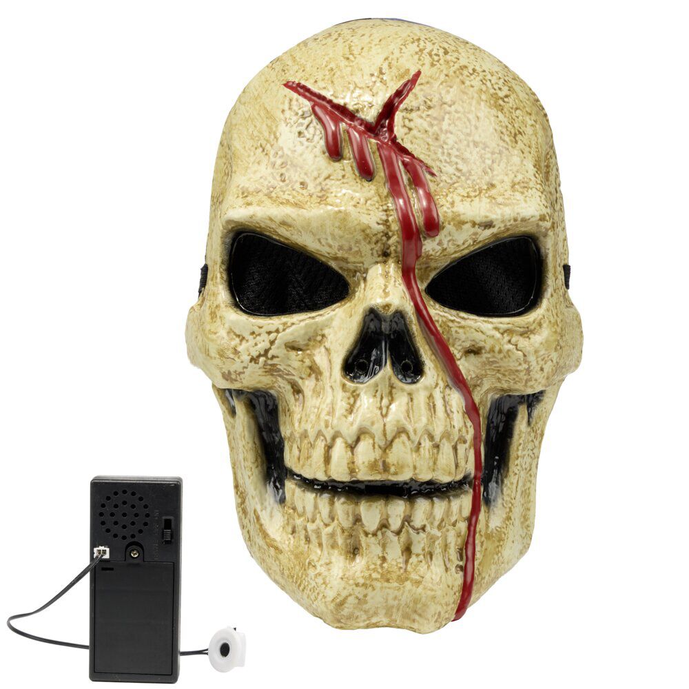 Masque Halloween tête de mort coulée de sang lumineux 24x17xH17,5cm