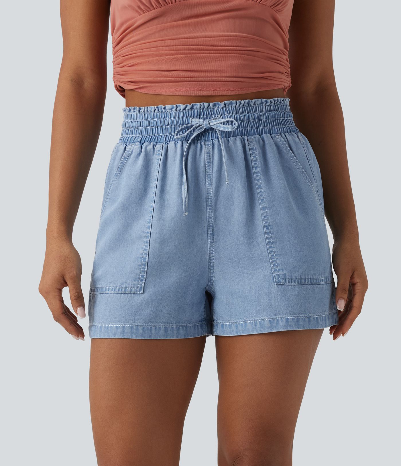 Jean large casual taille mi-haute en lyocell avec poches