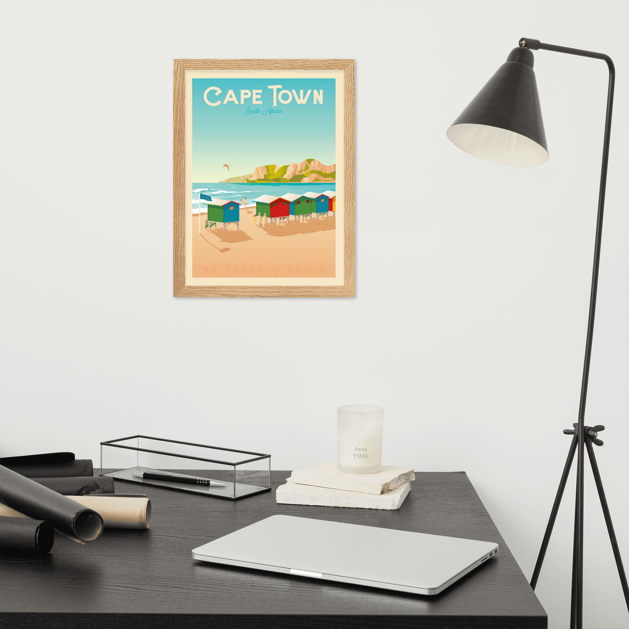 - Affiche Le Cap Afrique du Sud avec Cadre (Bois) 21x29,7 cm
