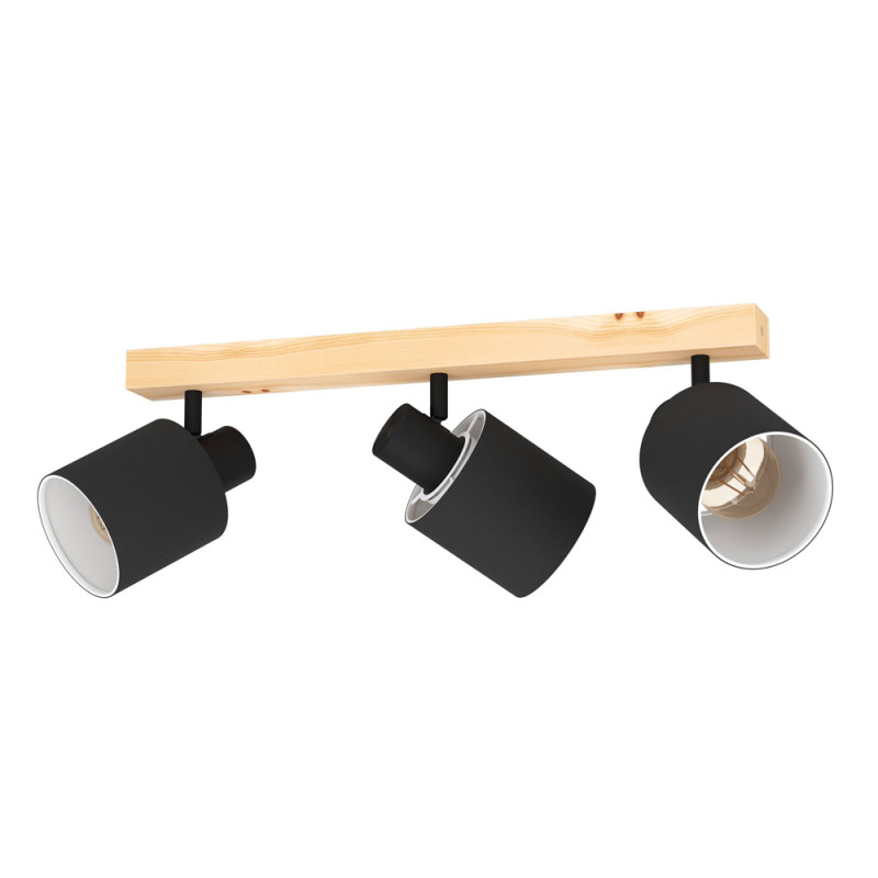 Spot Batallas noir et bois clair E27 3 x 10 W EGLO