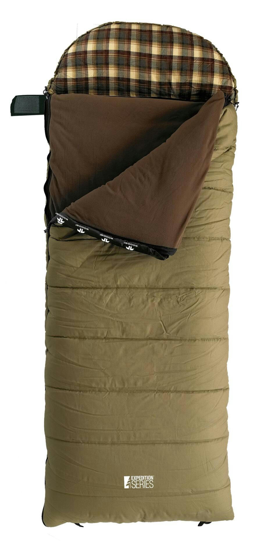 Woods Yukon 10 Insulated Cotton Canvas 5-in-1 Cold Weather Sleeping Bag w/ Flannel Lining & Duffel Bag, -45°C