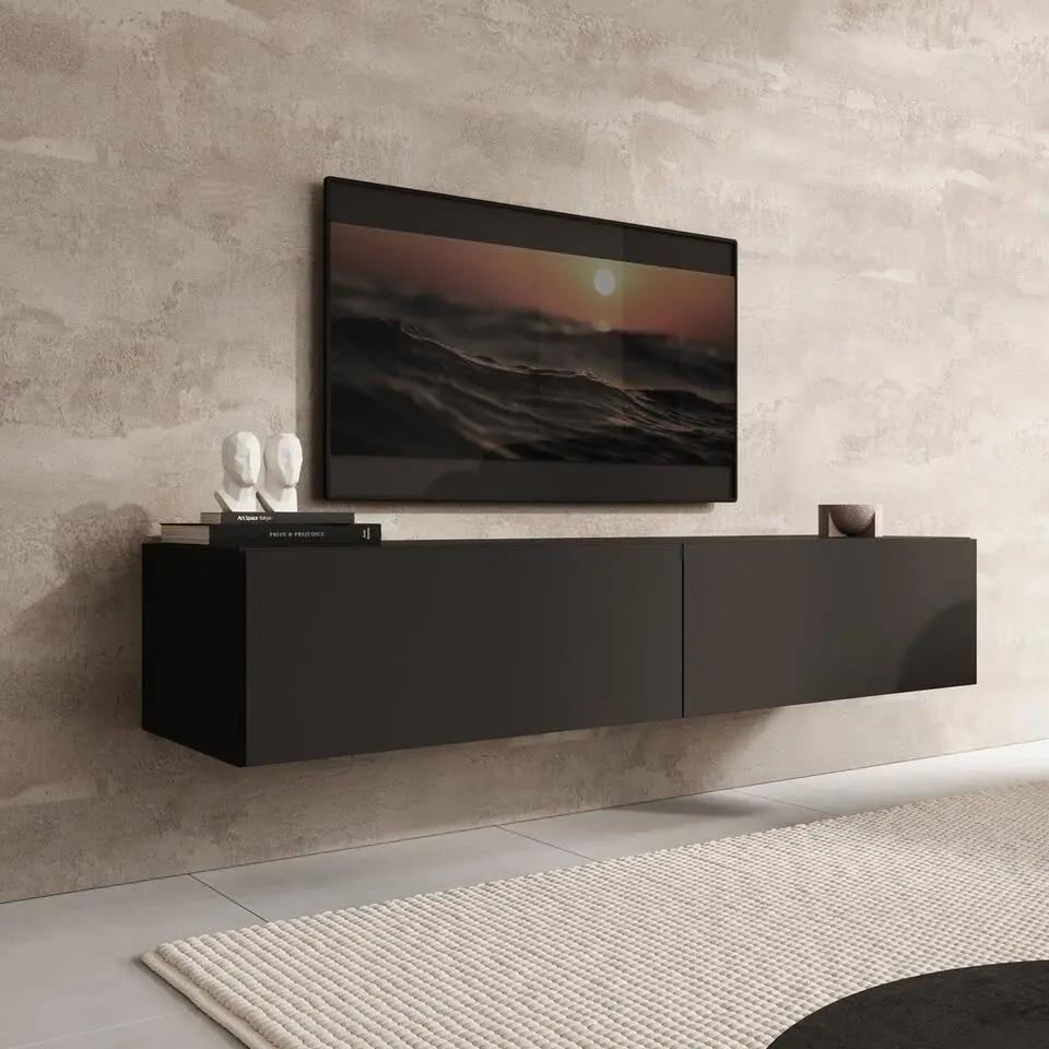 Meubella - TV-Meubel Palm - Mat zwart - 160 cm