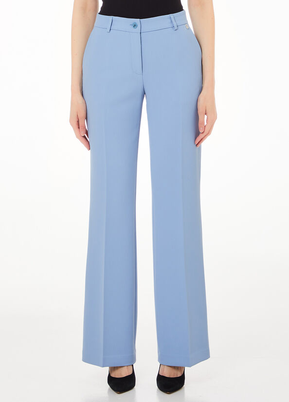 Pantaloni flare in cr&ecirc;pe