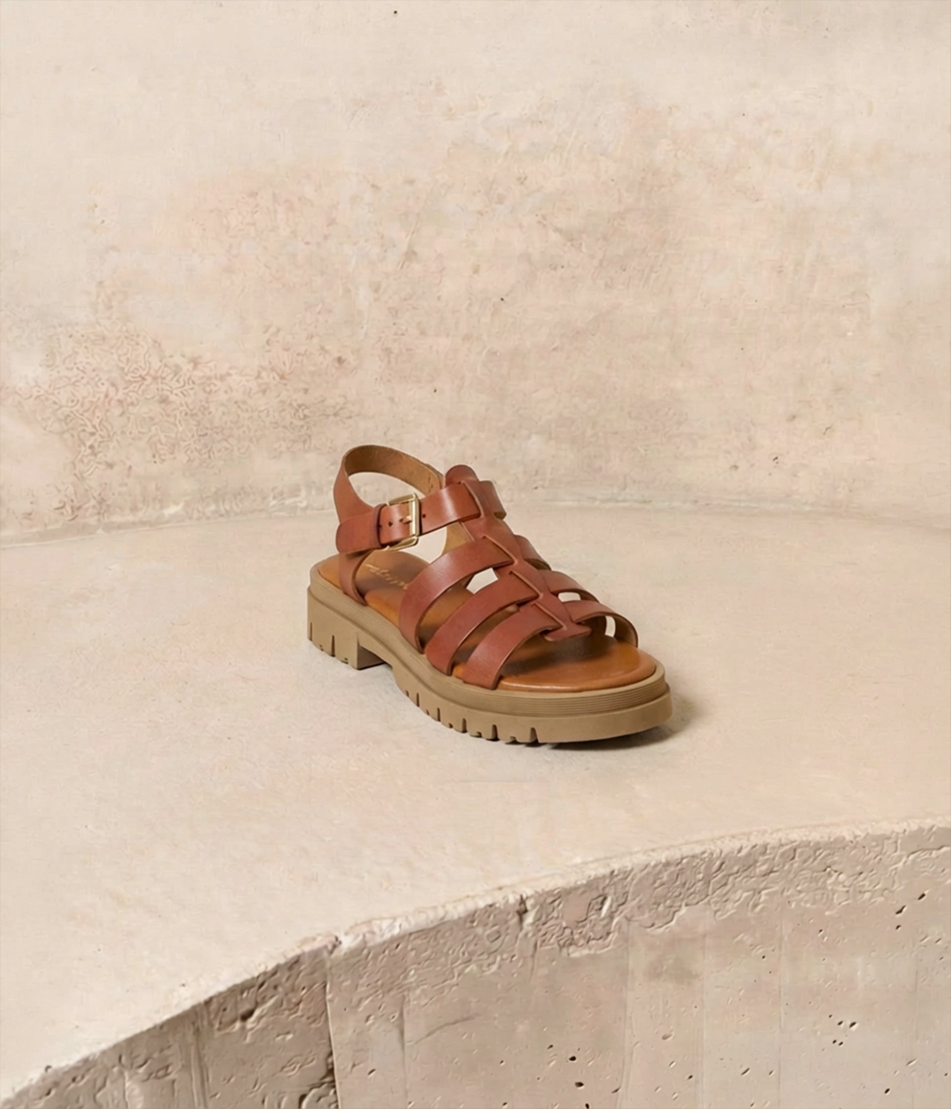 Sandales en cuir cognac Loupa