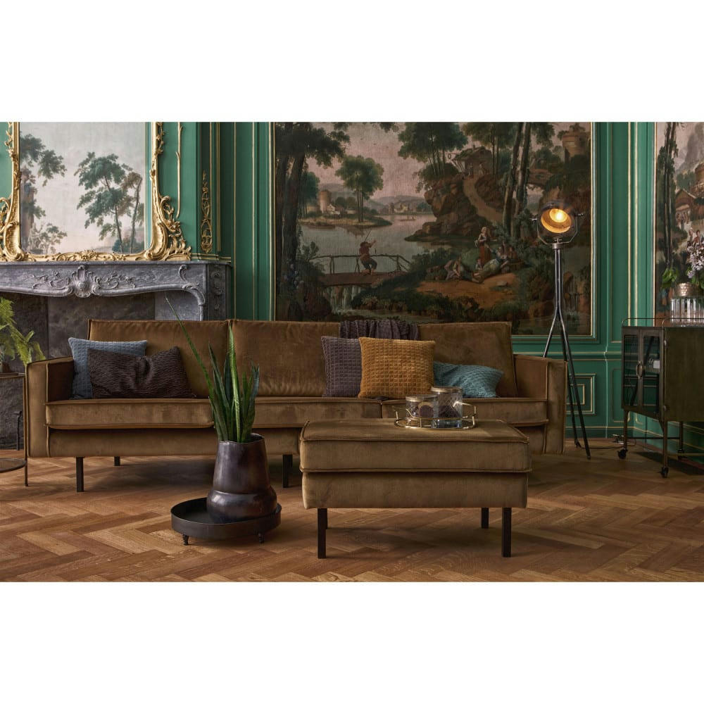 BRONCO - Repose-pieds en velours bronze