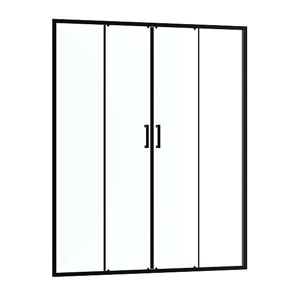 Paroi de douche à double porte coulissante 160 x 200 cm, profilé noir mat laqué, Galedo Factory