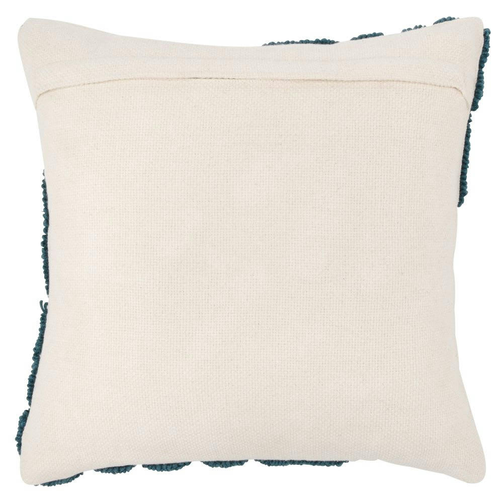 - Housse de coussin en coton beige motif floral bouclé bleu 40x40