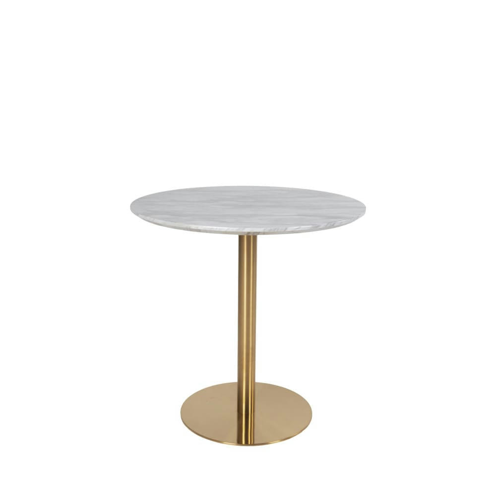 BOLZANO - Table à manger ronde effet marbre D90cm blanc