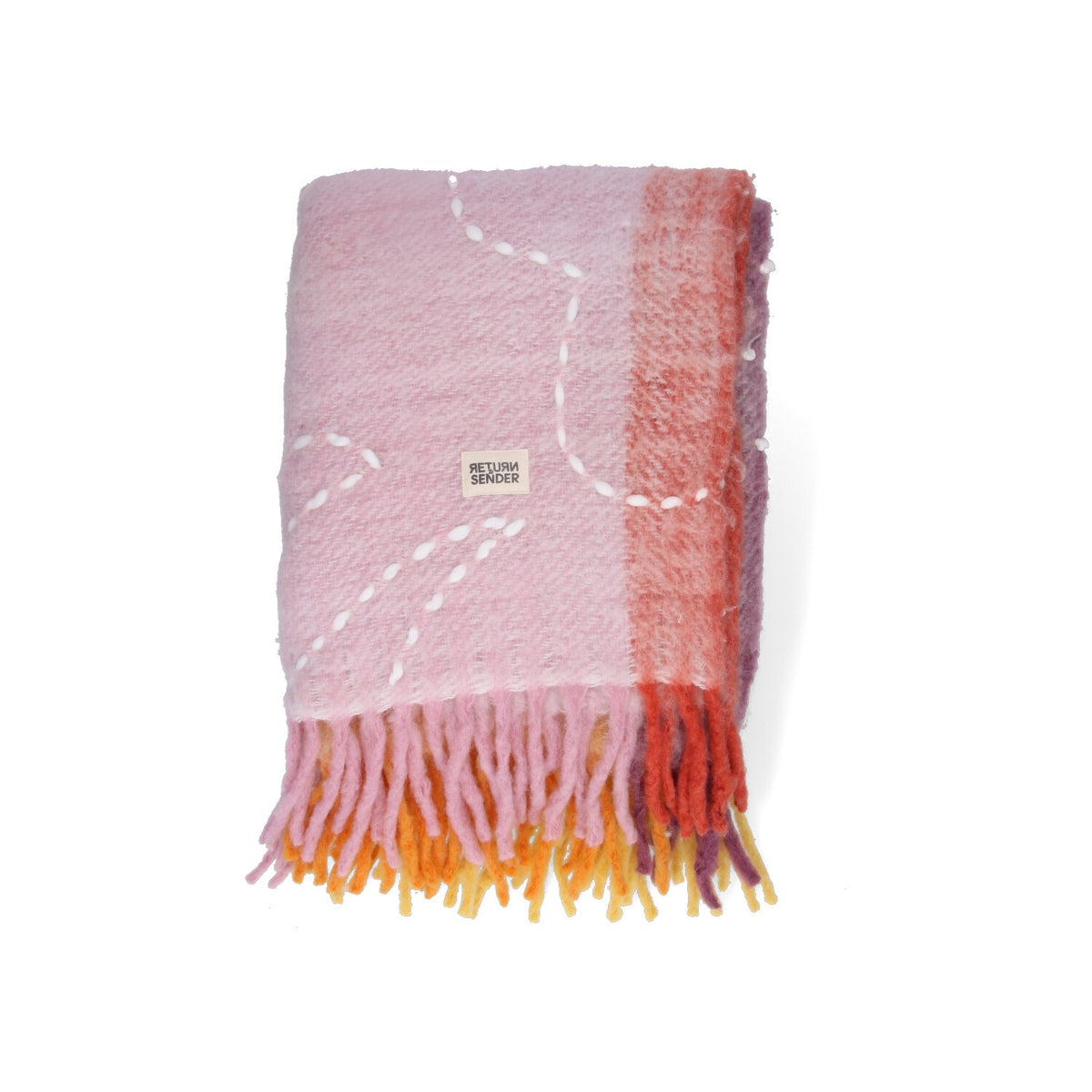 Return to Sender Plaid zacht 130 x 170 cm met Geborduurde Bloemen Roze