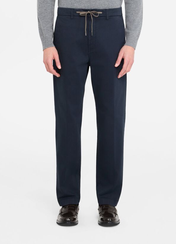 Pantaloni chino in raso con coulisse