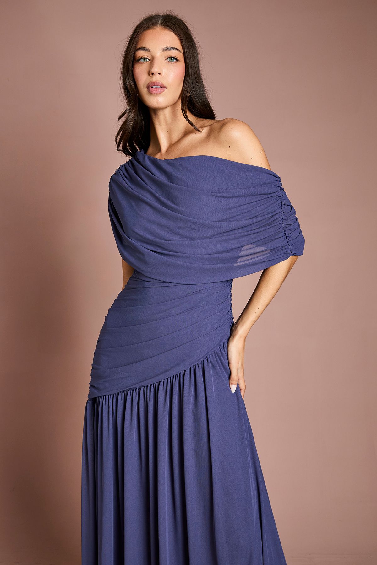 Coast Contour Collective One Shoulder Drape Maxi Dress