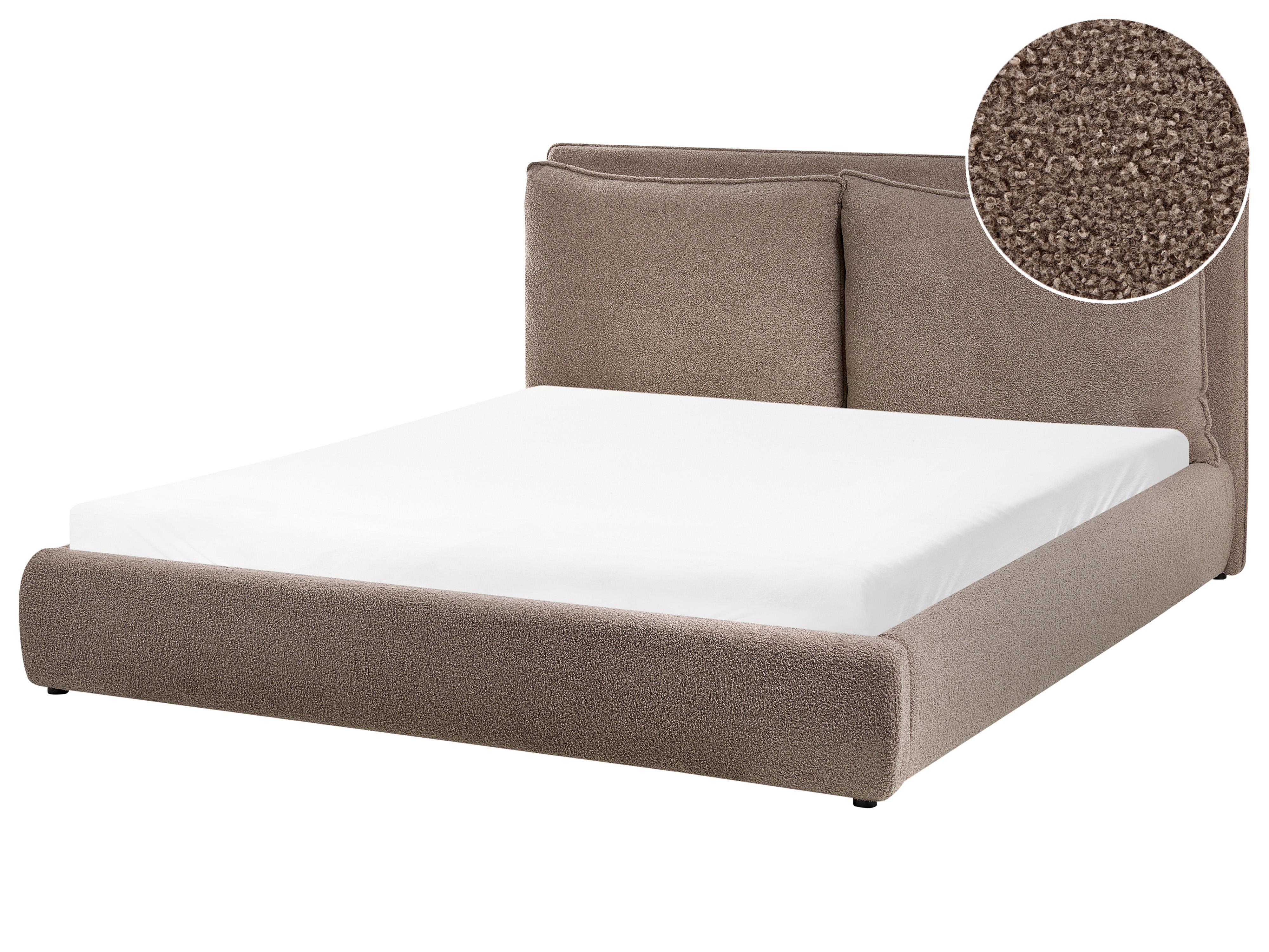 Bed Boucle BAJONNA 160 x 200 cm (EU King Size) Brown