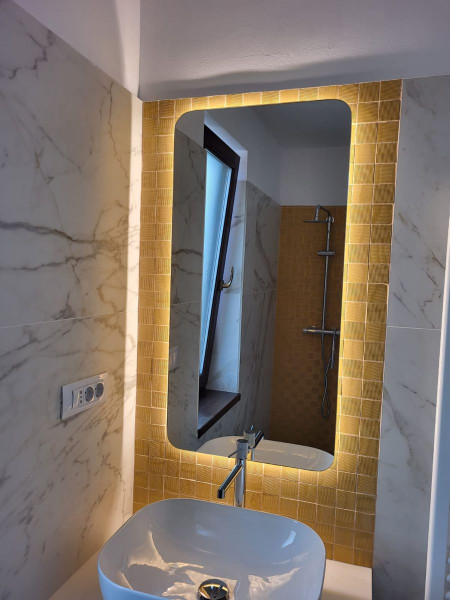 Lustro led 50x60 cm zaokrąglone rogi podświetlane ledowe   cob 480 diod/m