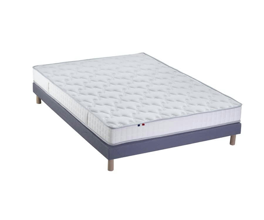 ENSEMBLE CIRRUS - Ensemble matelas mousse sommier bleu 140x190