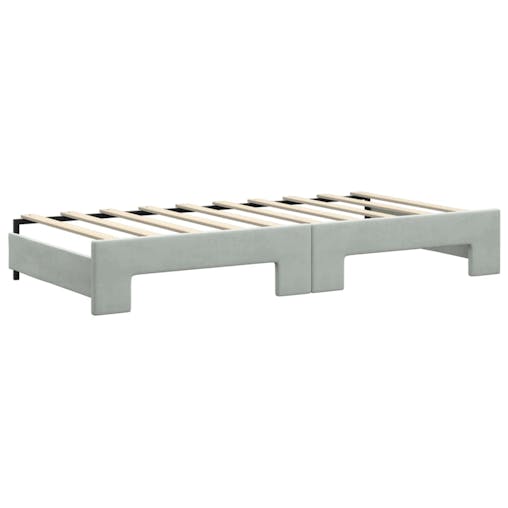 NNEVL Daybed with Trundle and Drawers Light Grey 90x190 cm Velvet